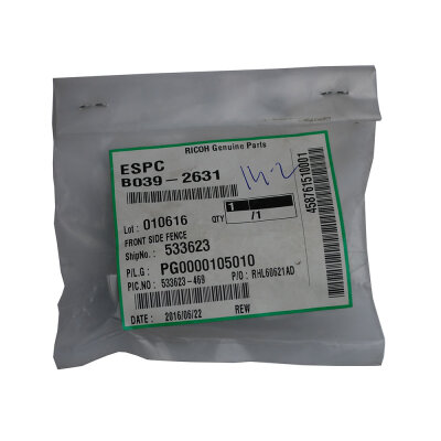 Ricoh B039-2631 Front Side Fence - MP C1500SP - RICOH