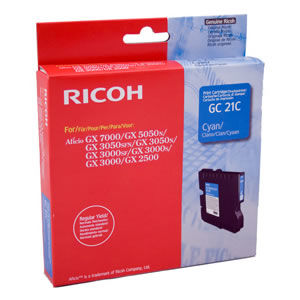 Ricoh GC21C Cyan Original Cartridge - GX2500, GX3050, GX3000, GX5050