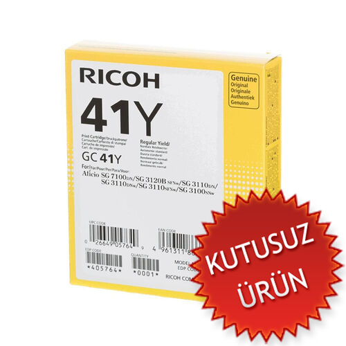 Ricoh GC41Y 405768 / 405764 Geljet Yellow Original Cartridge Without Box