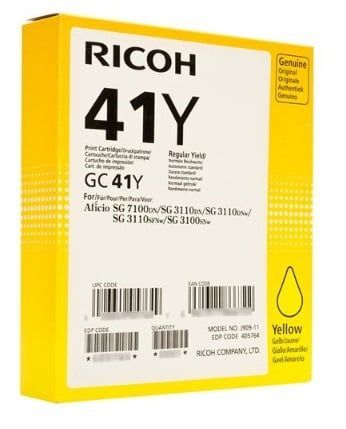Ricoh GC41Y 405768 Geljet Yellow Original Cartridge SG2100 / SG3110 / SG3100 