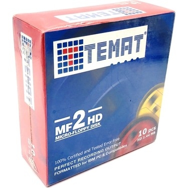 Temat MF2HD 1.44 MB 3.5 90mm Floppy Disk (10'lu Paket) (T17729) - Temat