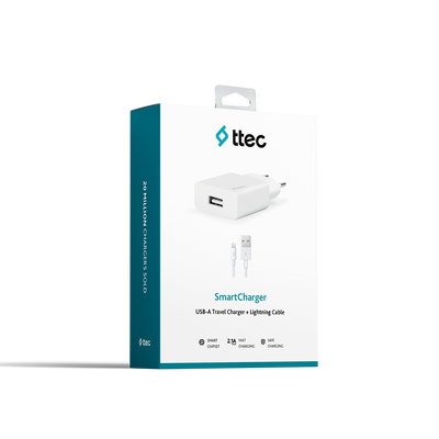 ttec SmartCharger 2.1A Travel Charger + Lightning Cable (2SCS20LB) - Thumbnail