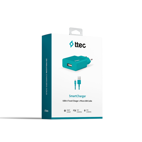 ttec SmartCharger 2.1A Travel Charger + Micro USB Cable (2SCS20MTZ)